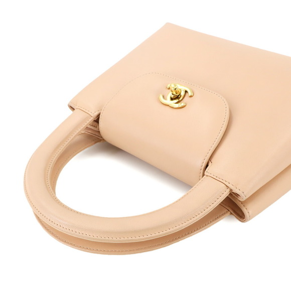 CHANEL Coco Mark Handbag, Beige Lambskin with Gold Hardware - Picture 6 of 10